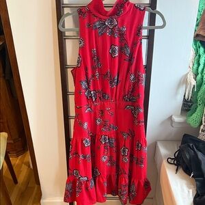 Eliza J Sleeveless Red Floral Printed Dress